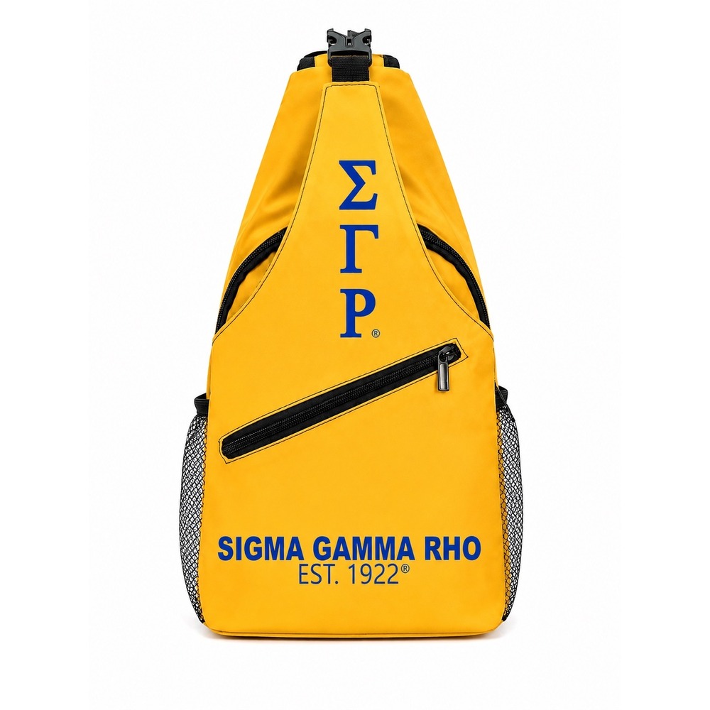 Sigma Gamma Rho Sling Backpack | Yellow & Blue Sorority Crossbody Bag